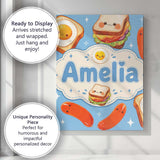 Personalised Name Kawaii Breakfast Eggs Custom  Modern Room Accent Elegant Feature Canvas Wall Art Print Decor Picture Ready to Hang