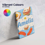 Personalised Name Kawaii Breakfast Eggs Custom  Modern Room Accent Elegant Feature Canvas Wall Art Print Decor Picture Ready to Hang