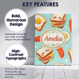 Personalised Name Kawaii Breakfast Eggs Custom  Modern Room Accent Elegant Feature Canvas Wall Art Print Decor Picture Ready to Hang