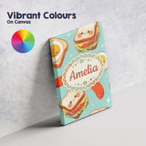 Personalised Name Kawaii Breakfast Eggs Custom  Modern Room Accent Elegant Feature Canvas Wall Art Print Decor Picture Ready to Hang