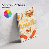 Personalised Name Kawaii Breakfast Eggs Custom  Modern Room Accent Elegant Feature Canvas Wall Art Print Decor Picture Ready to Hang