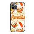 Kawaii Breakfast Eggs Sausage and Sandwich Light Custom Name Protective Phone Case Mobile Cover Durable Everyday Smartphone Shock Resistant