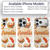 Kawaii Breakfast Eggs Sausage and Sandwich Light Custom Name Protective Phone Case Mobile Cover Durable Everyday Smartphone Shock Resistant