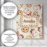 Personalised Name Cute Kawaii Cookies and Custom  Unique Gift Idea Elegant Feature Canvas Wall Art Print Decor Picture Ready to Hang