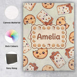 Personalised Name Cute Kawaii Cookies and Custom  Unique Gift Idea Elegant Feature Canvas Wall Art Print Decor Picture Ready to Hang