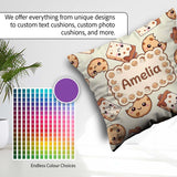 Custom Name Cute Kawaii Cookies and Milk Carton Cream Background Square Filled Cushion Throw Pillow Sofa Bed Home Decor Zip Washable UK Made