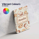 Personalised Name Cute Kawaii Cookies and Custom  Unique Gift Idea Elegant Feature Canvas Wall Art Print Decor Picture Ready to Hang