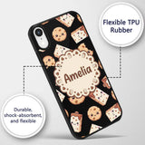 Cute Kawaii Cookies and Chocolate Milk Carton Custom Name Protective Phone Case Mobile Cover Durable Everyday Smartphone Shock Resistant