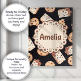 Personalised Name Cute Kawaii Cookies and Custom  Unique Gift Idea Elegant Feature Canvas Wall Art Print Decor Picture Ready to Hang