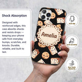 Cute Kawaii Cookies and Chocolate Milk Carton Custom Name Protective Phone Case Mobile Cover Durable Everyday Smartphone Shock Resistant