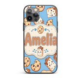 Cute Kawaii Cookies and Chocolate Milk Carton Custom Name Protective Phone Case Mobile Cover Durable Everyday Smartphone Shock Resistant