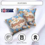 Custom Name Cute Kawaii Cookies and Milk Carton Blue Background Square Filled Cushion Throw Pillow Sofa Bed Home Decor Zip Washable UK Made