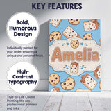 Personalised Name Cute Kawaii Cookies and Custom  Unique Gift Idea Elegant Feature Canvas Wall Art Print Decor Picture Ready to Hang