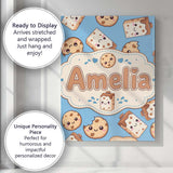Personalised Name Cute Kawaii Cookies and Custom  Unique Gift Idea Elegant Feature Canvas Wall Art Print Decor Picture Ready to Hang