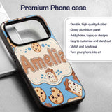 Cute Kawaii Cookies and Chocolate Milk Carton Custom Name Protective Phone Case Mobile Cover Durable Everyday Smartphone Shock Resistant