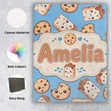 Personalised Name Cute Kawaii Cookies and Custom  Unique Gift Idea Elegant Feature Canvas Wall Art Print Decor Picture Ready to Hang
