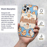 Cute Kawaii Cookies and Chocolate Milk Carton Custom Name Protective Phone Case Mobile Cover Durable Everyday Smartphone Shock Resistant