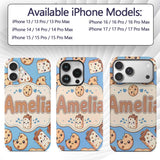 Cute Kawaii Cookies and Chocolate Milk Carton Custom Name Protective Phone Case Mobile Cover Durable Everyday Smartphone Shock Resistant