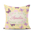 Custom Name Butterfly Neon Pink Blue Dark Space Seamless Pattern Square Filled Cushion Throw Pillow Sofa Bed Home Decor Zip Washable UK Made