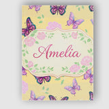 Personalised Name Galaxy Butterfly Neon Pink Blue Dark Space Seamless Custom Home Unique Canvas Wall Art Print Decor Picture Ready to Hang