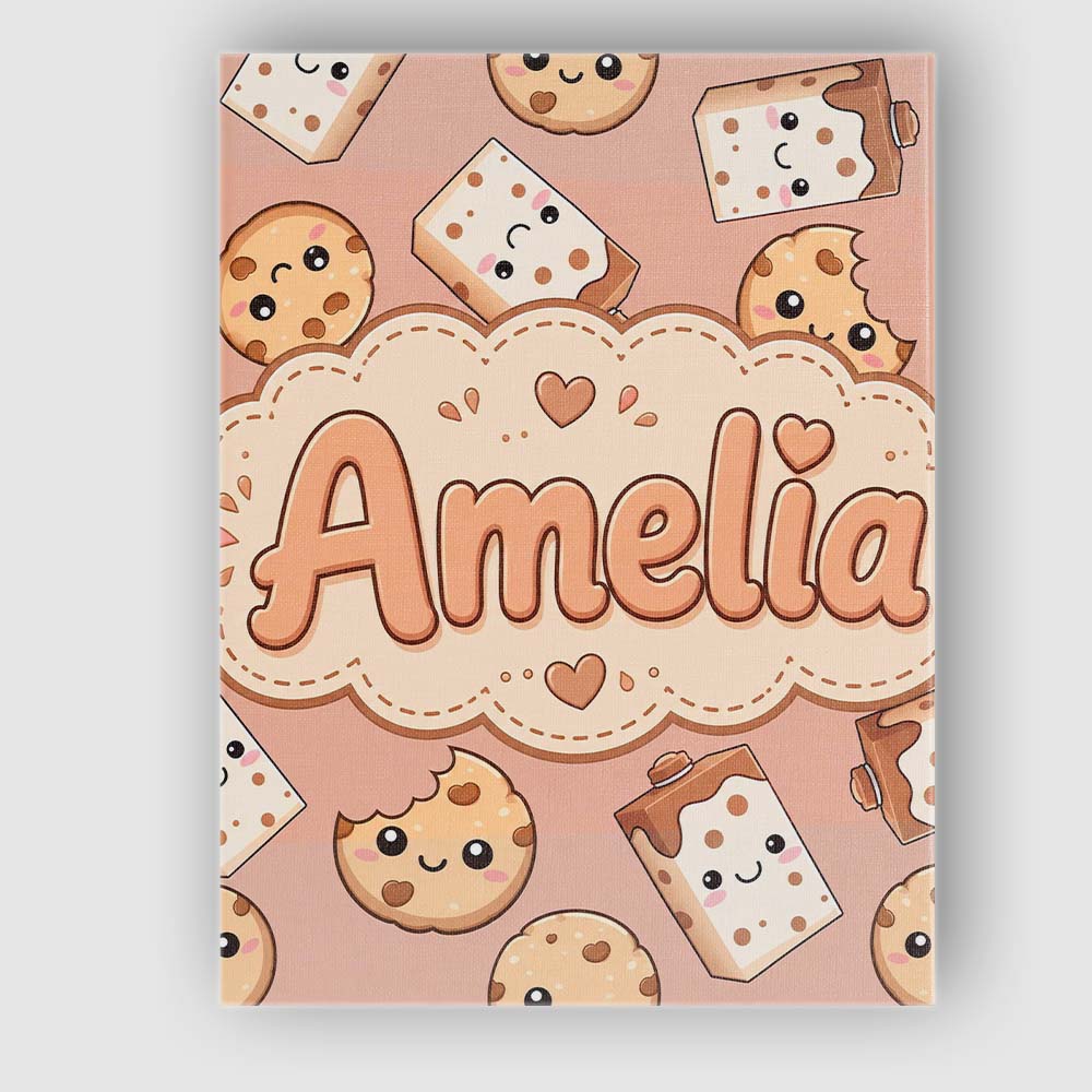 Personalised Name Cute Kawaii Cookies and Custom  Unique Gift Idea Elegant Feature Canvas Wall Art Print Decor Picture Ready to Hang
