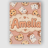 Personalised Name Cute Kawaii Cookies and Custom  Unique Gift Idea Elegant Feature Canvas Wall Art Print Decor Picture Ready to Hang