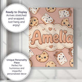 Personalised Name Cute Kawaii Cookies and Custom  Unique Gift Idea Elegant Feature Canvas Wall Art Print Decor Picture Ready to Hang