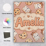 Personalised Name Cute Kawaii Cookies and Custom  Unique Gift Idea Elegant Feature Canvas Wall Art Print Decor Picture Ready to Hang