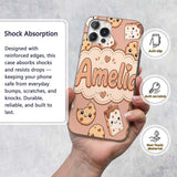 Cute Kawaii Cookies and Chocolate Milk Carton Custom Name Protective Phone Case Mobile Cover Durable Everyday Smartphone Shock Resistant