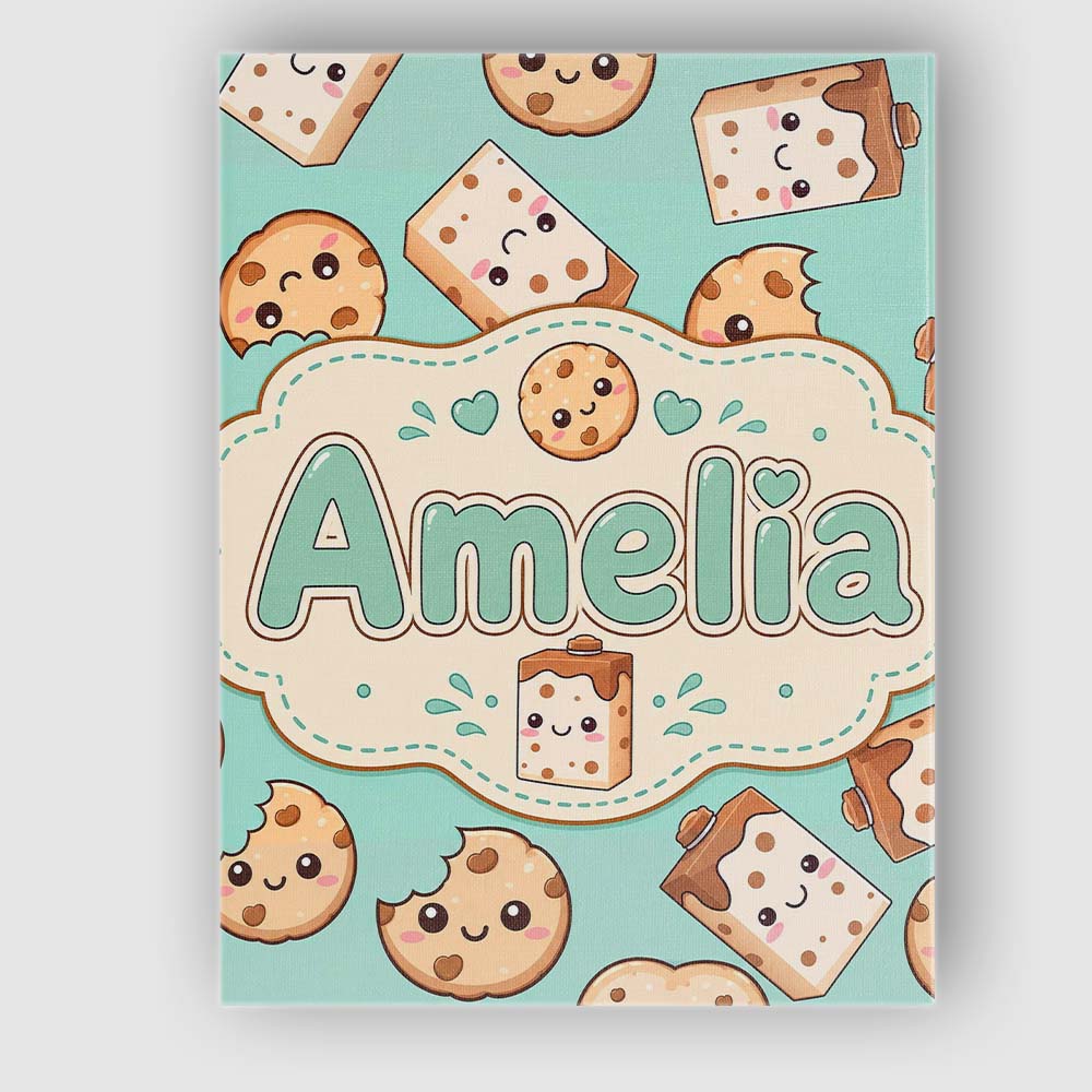 Personalised Name Cute Kawaii Cookies and Custom  Unique Gift Idea Elegant Feature Canvas Wall Art Print Decor Picture Ready to Hang