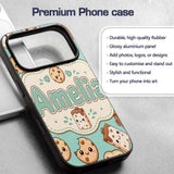 Cute Kawaii Cookies and Chocolate Milk Carton Custom Name Protective Phone Case Mobile Cover Durable Everyday Smartphone Shock Resistant