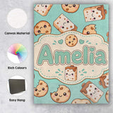 Personalised Name Cute Kawaii Cookies and Custom  Unique Gift Idea Elegant Feature Canvas Wall Art Print Decor Picture Ready to Hang