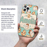 Cute Kawaii Cookies and Chocolate Milk Carton Custom Name Protective Phone Case Mobile Cover Durable Everyday Smartphone Shock Resistant