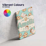 Personalised Name Cute Kawaii Cookies and Custom  Unique Gift Idea Elegant Feature Canvas Wall Art Print Decor Picture Ready to Hang
