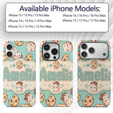 Cute Kawaii Cookies and Chocolate Milk Carton Custom Name Protective Phone Case Mobile Cover Durable Everyday Smartphone Shock Resistant