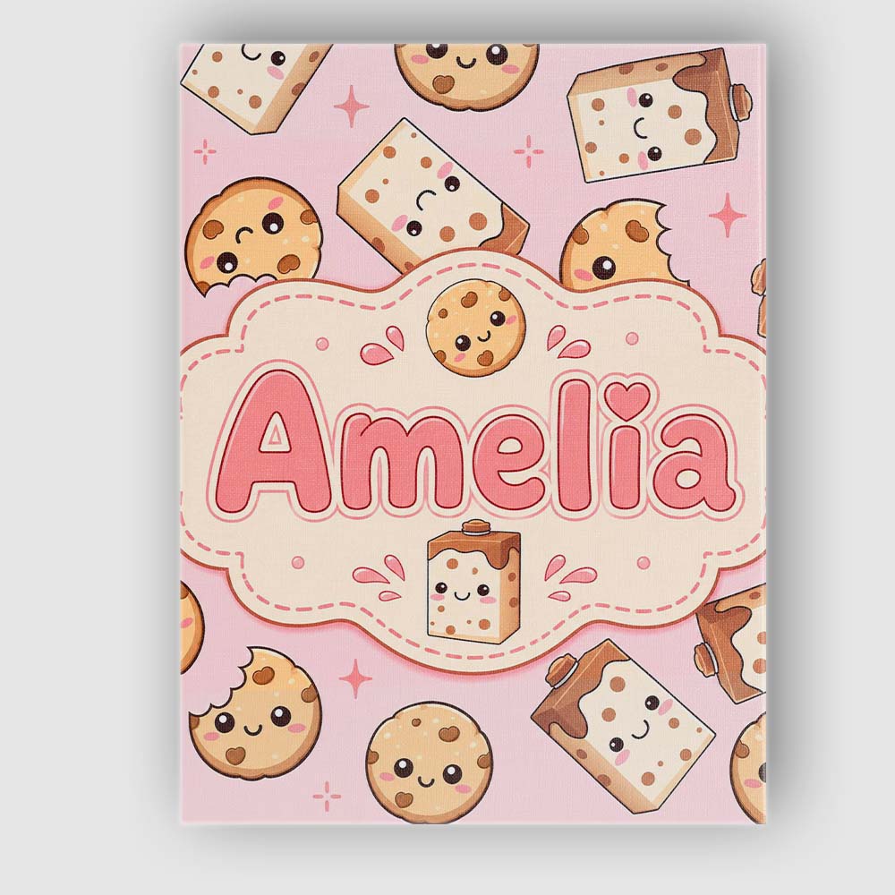 Personalised Name Cute Kawaii Cookies and Custom  Unique Gift Idea Elegant Feature Canvas Wall Art Print Decor Picture Ready to Hang