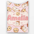 Cute Kawaii Cookies and Chocolate Milk Carton Pink Background  Personalised Custom Name Super Soft Fleece Blanket Bed Sofa Throw