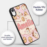 Cute Kawaii Cookies and Chocolate Milk Carton Custom Name Protective Phone Case Mobile Cover Durable Everyday Smartphone Shock Resistant
