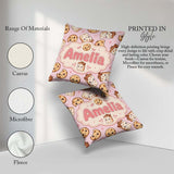 Custom Name Cute Kawaii Cookies and Milk Carton Pink Background Square Filled Cushion Throw Pillow Sofa Bed Home Decor Zip Washable UK Made
