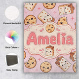 Personalised Name Cute Kawaii Cookies and Custom  Unique Gift Idea Elegant Feature Canvas Wall Art Print Decor Picture Ready to Hang