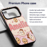 Cute Kawaii Cookies and Chocolate Milk Carton Custom Name Protective Phone Case Mobile Cover Durable Everyday Smartphone Shock Resistant