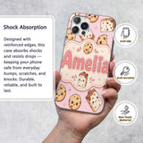 Cute Kawaii Cookies and Chocolate Milk Carton Custom Name Protective Phone Case Mobile Cover Durable Everyday Smartphone Shock Resistant