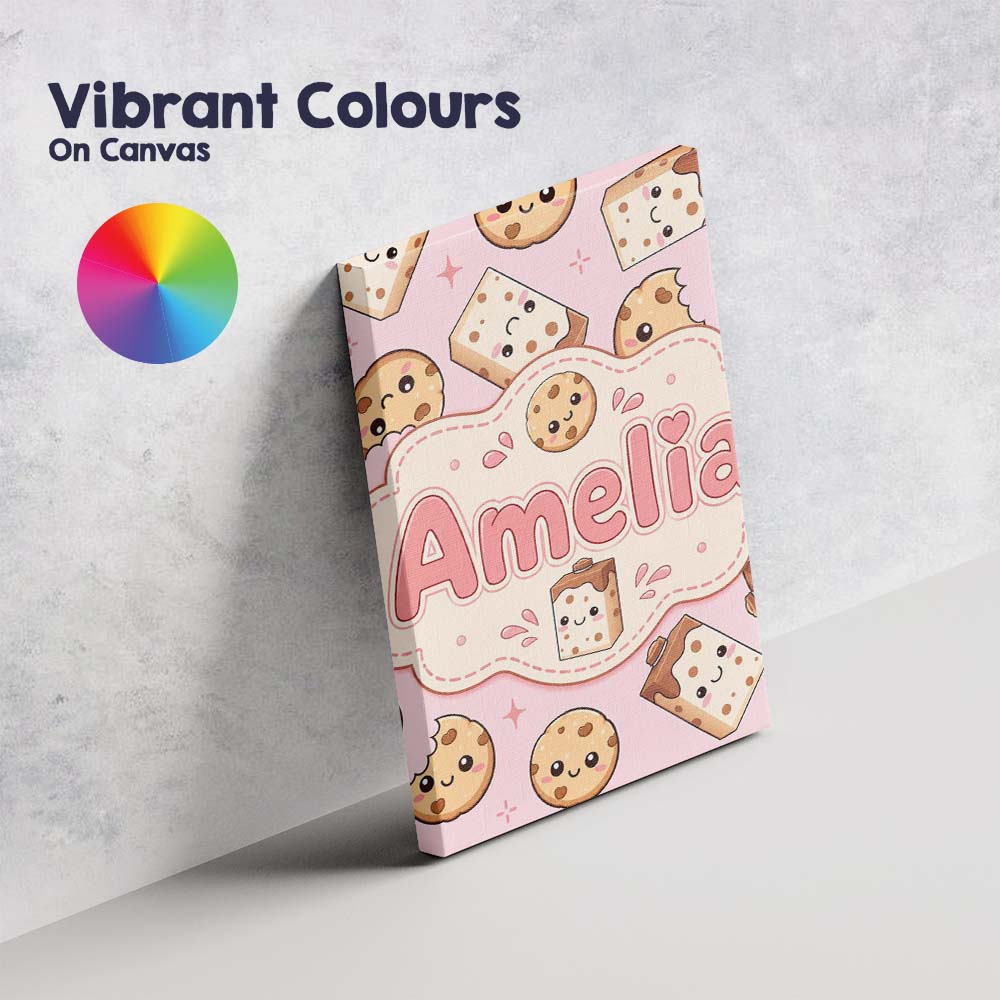 Personalised Name Cute Kawaii Cookies and Custom  Unique Gift Idea Elegant Feature Canvas Wall Art Print Decor Picture Ready to Hang