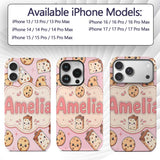 Cute Kawaii Cookies and Chocolate Milk Carton Custom Name Protective Phone Case Mobile Cover Durable Everyday Smartphone Shock Resistant