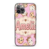 Kawaii Cookies and Chocolate Milk Carton Light Custom Name Protective Phone Case Mobile Cover Durable Everyday Smartphone Shock Resistant