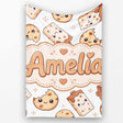 Cute Kawaii Cookies and Chocolate Milk Carton Grey Background  Personalised Custom Name Super Soft Fleece Blanket Bed Sofa Throw