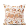 Custom Name Cute Kawaii Cookies and Milk Carton Grey Background Square Filled Cushion Throw Pillow Sofa Bed Home Decor Zip Washable UK Made
