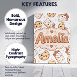 Personalised Name Cute Kawaii Cookies and Custom  Unique Gift Idea Elegant Feature Canvas Wall Art Print Decor Picture Ready to Hang