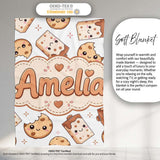 Cute Kawaii Cookies and Chocolate Milk Carton Grey Background  Personalised Custom Name Super Soft Fleece Blanket Bed Sofa Throw
