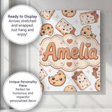 Personalised Name Cute Kawaii Cookies and Custom  Unique Gift Idea Elegant Feature Canvas Wall Art Print Decor Picture Ready to Hang